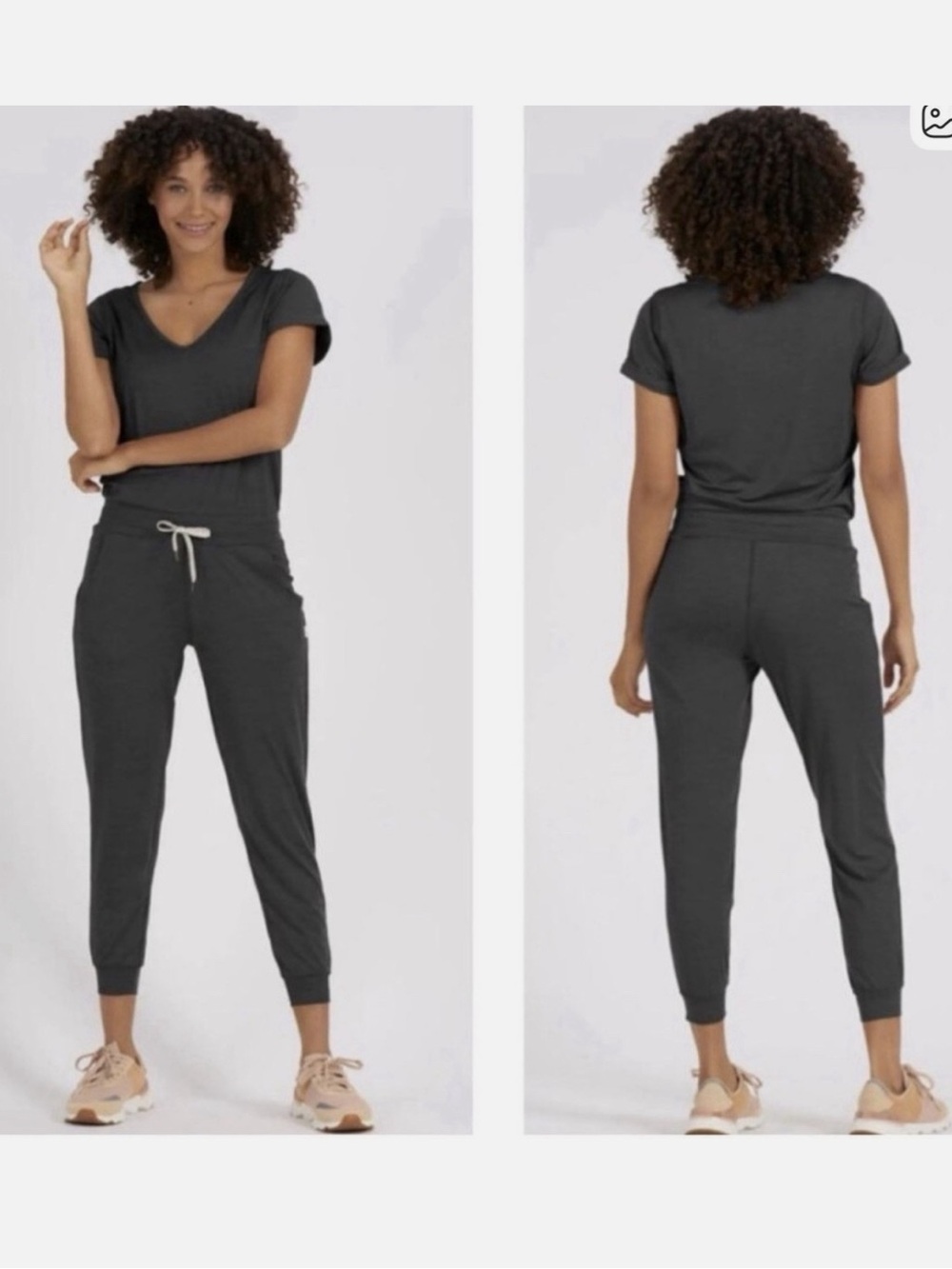 Vuori All Day Jumpsuit Size XL Dark Gray Performance Knit Athleisure One-Piece